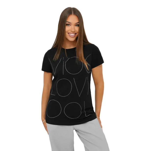 Czarny T-shirt damski Fact JS/YJ77841