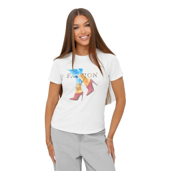 Moteriški baltos spalvos marškinėliai Fact JS/96T690/1