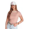 Moteriški rožiniai dryžuoti marškinėliai Liness RY2809