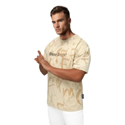 Vyriški rusvos spalvos laisvo kirpimo marškinėliai Shine Bright