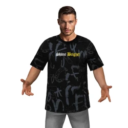Vyriški juodos spalvos laisvo kirpimo marškinėliai Shine Bright