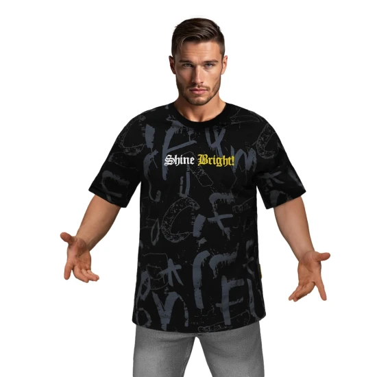 Vyriški juodos spalvos laisvo kirpimo marškinėliai Shine Bright O/YN2/621Z