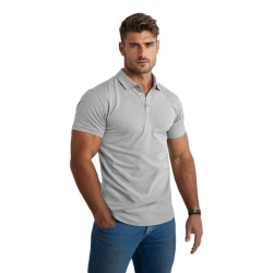 Vyriški šviesiai pilki polo marškinėliai Casual