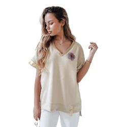 Moteriška oversize tipo rusvi marškinėliai Shine