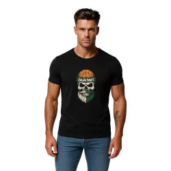 Vyriški juodi marškinėliai Kaukolė su kamuoliu