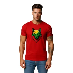 Vyriški raudoni marškinėliai Vilkas