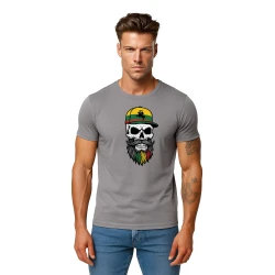 Vyriški pilki marškinėliai Kaukolė su kepure