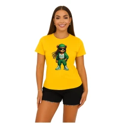 Moteriški geltoni marškinėliai Meškutė