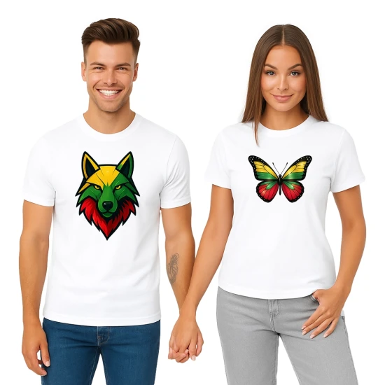 Baltų marškinėlių komplektas Vilkas-drugelis PK4026