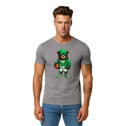 Vyriški pilki marškinėliai Meškinas su kamuoliu-džemperiu