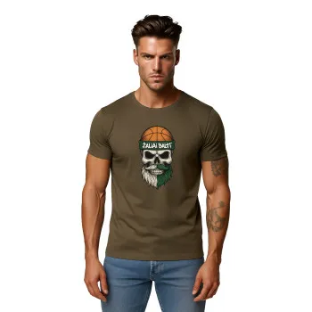 Мужские футболки цвета хаки «Череп с мячом»