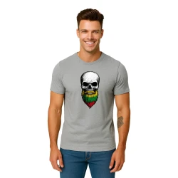 Vyriški šviesiai pilki marškinėliai Kaukolė su barzda