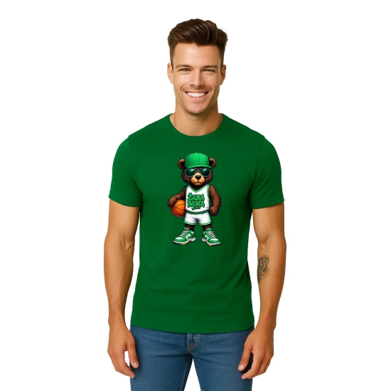 Vyriški tamsiai žali marškinėliai Meškinas be džemperio PK4020