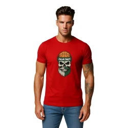 Vyriški rudoni marškinėliai Kaukolė su kamuoliu