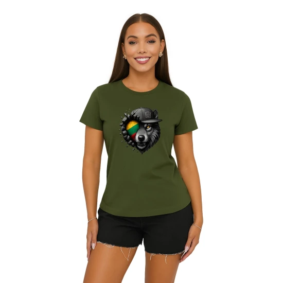 Moteriški chaki marškinėliai Vilkas pilkas PK4029