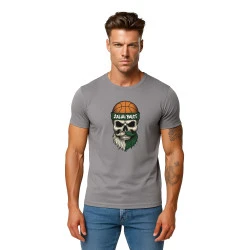 Vyriški pilki marškinėliai Kaukolė su kamuoliu