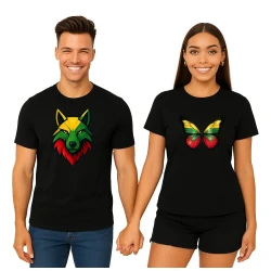 Juodų marškinėlių komplektas Vilkas-drugelis