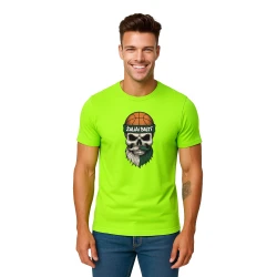 Vyriški žali neoniniai marškinėliai Kaukolė su kamuoliu