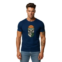 Vyriški tamsiai mėlyni marškinėliai Kaukolė su kamuoliu