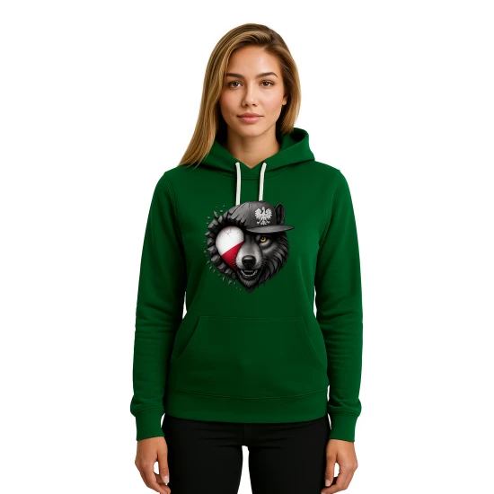 Moteriškas žalias džemperis Lenkija vilkas PK4035