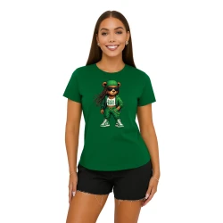 Moteriški tamsiai žali marškinėliai Meškutė