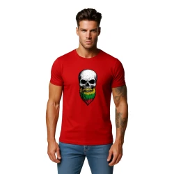 Vyriški raudoni marškinėliai Kaukolė su barzda
