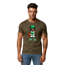 Vyriški chaki marškinėliai Meškinas be džemperio