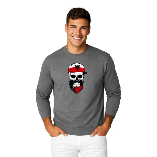 Vyriškas pilkas džemperis Poland skull cap PK4038