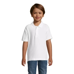 Vaikiški baltos spalvos polo marškinėliai Enjoy