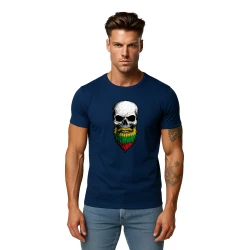 Vyriški tamsiai mėlyni marškinėliai Kaukolė su barzda