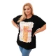 Moteriški juodi su oranžine detale marškinėliai Day dream 33319