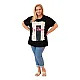 Women's black t-shirt with dark blue detail Day dream 33316