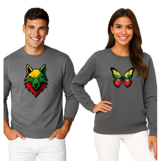 Pilkos spalvos džemperių komplektas drugelis-vilkas PK4014