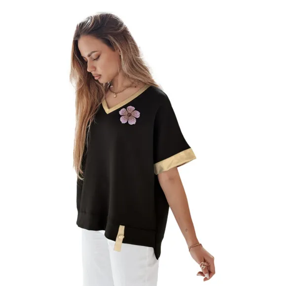 Women's oversized black shirt Shine RY2912