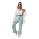Moteriškos mėtinės spalvos laisvalaikio kelnės Fiona