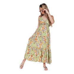 Moteriška šviesiai žalia ilga suknelė Missblossy