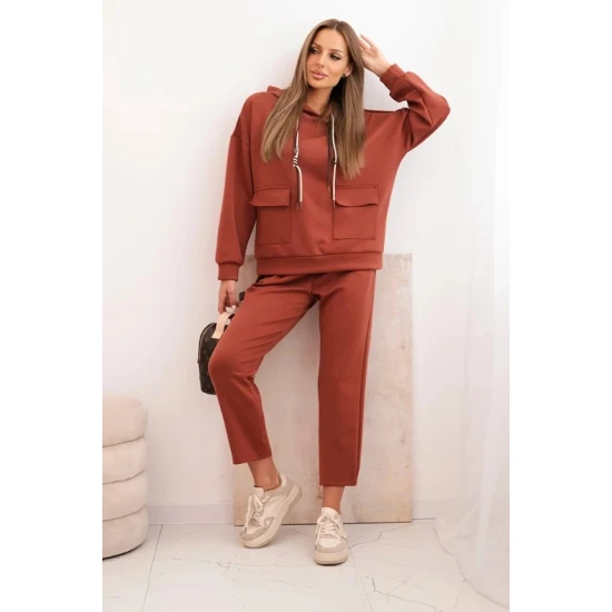 Moteriškas šviesiai rudas laisvalaikio komplektas Nela Moteriški komplektai