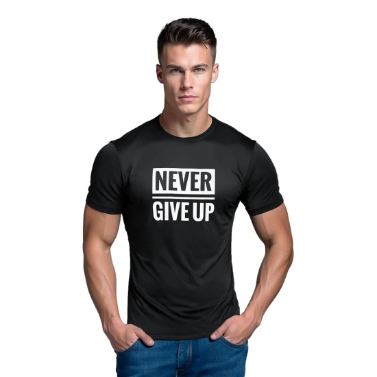 Vyriški juodi marškinėliai Stay strong Marškinėliai su užrašais