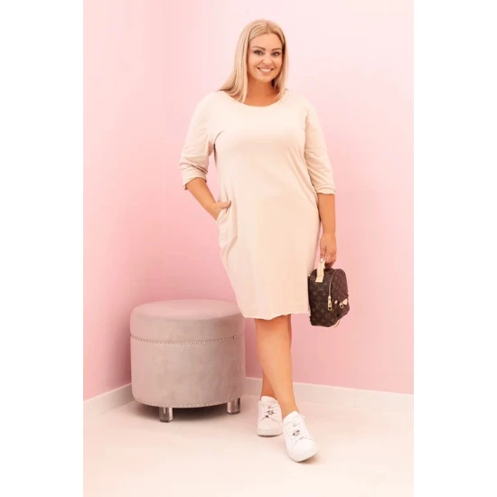 Moteriška šviesiai rusva suknelė Lena PLIUS dydis moterims