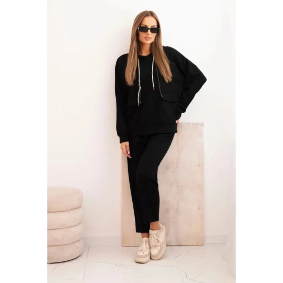 Moteriškas juodas laisvalaikio komplektas Nela Moteriški komplektai