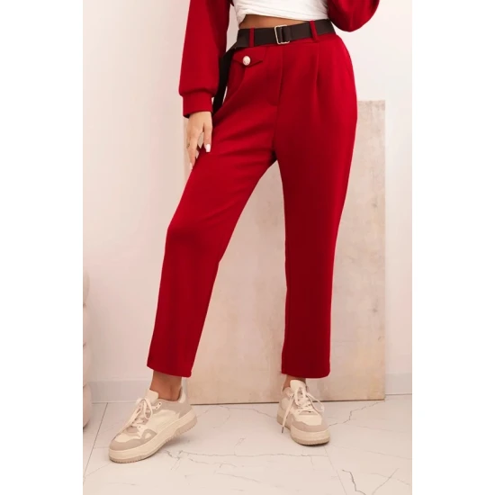 Moteriškas raudonas laisvalaikio komplektas Nela Moteriški komplektai