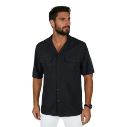 Vyriški juodi marškiniai trumpomis rankovėmis Kenat