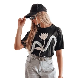 Moteriški juodi marškinėliai Petinia