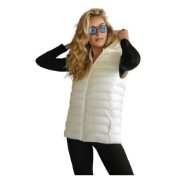 Moteriška balta liemenė su gobtuvu Senti