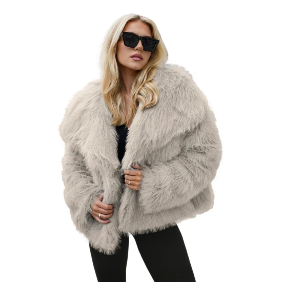 Moteriška dirbtinio kailio pilka striukė Sofin Moteriškos striukės