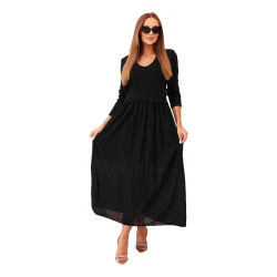 Moteriška juoda ilga suknelė Lumin