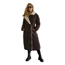 Moteriškas dygsniuotas rudos spalvos striukė Charlot