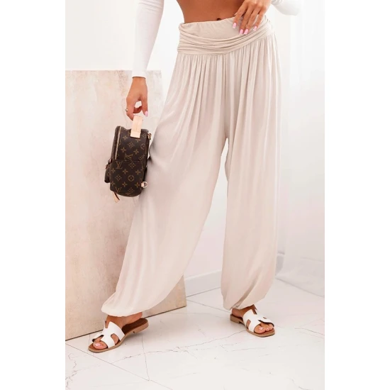 Moteriškos rusvos kelnės su klostėmis Prosa Kelnės