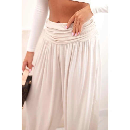 Moteriškos rusvos kelnės su klostėmis Prosa Kelnės