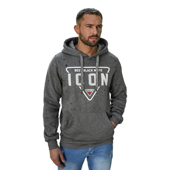 Vyriškas pilkas džemperis Best Vyriški džemperiai su gobtuvu